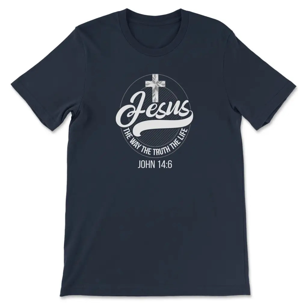 Jesus shirts: Jesus the way the truth the life Christian t-shirt Navy / S