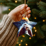 Wedding or Christmas ornament depicting Jesus leading a couple through life’s storms with grace.