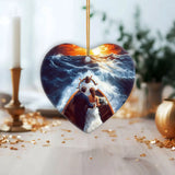 Inspiring ornament for Christian weddings or anniversaries—Jesus leading the couple through storms.