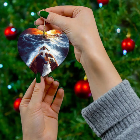 Jesus guiding a married couple ornament, symbol of trust, surrender, and divine direction.