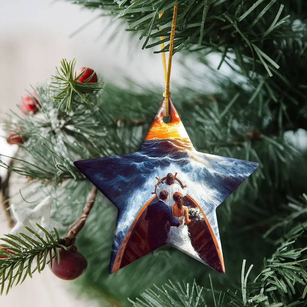 Jesus Taking the Wheel ornament—powerful reminder that true love stands firm through Him.