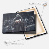 "Jesus the Shepherd Protects the Lamb" canvas print, ideal Christian art for home or office decor.