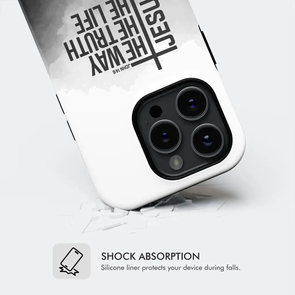 Inspirational Christian phone case with "Jesus The Way The Truth The Life" design, perfect for believers.