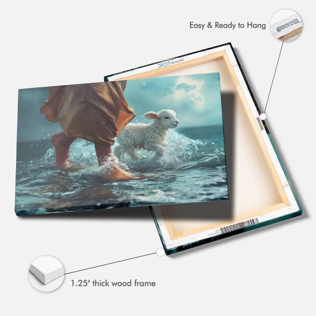 Jesus Walk On Water With The Lamb Jesus And Lamb Wall Art Canvas