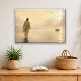 Christian canvas print of Jesus walking on water from Matthew 14 inspirational wall decor