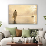 Matthew 14 Bible verse wall art Jesus walks on water Christian canvas for home decor