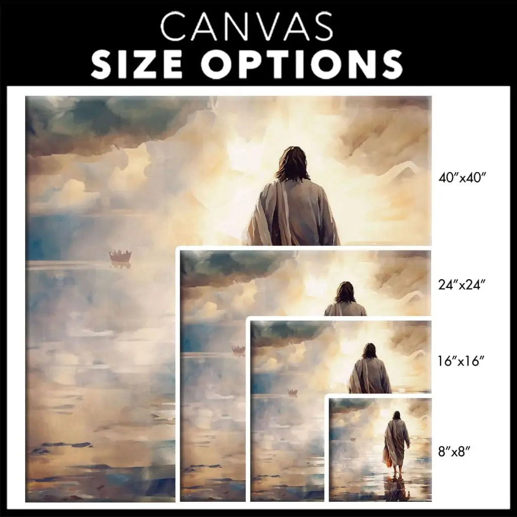 Jesus Walking on Water Christian Wall Art Canvas Size Options
