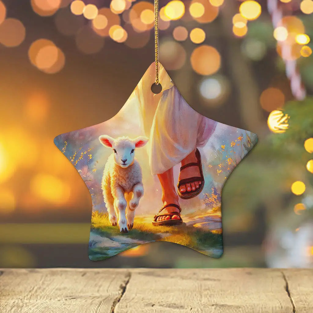 Walking with Jesus ornament, a heartwarming Christian gift and holiday decoration / Star.
