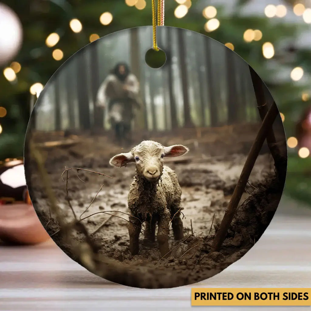 Jesus With The Sheep Jesus Running After Lamb Ornament