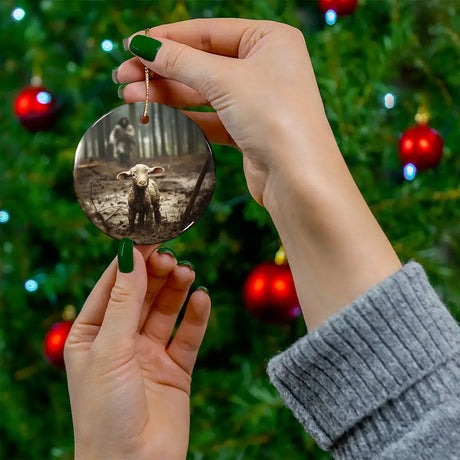Christian ornament of Jesus with lamb and sheep, perfect faith-filled holiday decoration and gift.