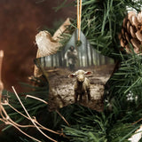 Jesus running after a lamb ornament, a faith-filled and inspirational Christian holiday decoration.
