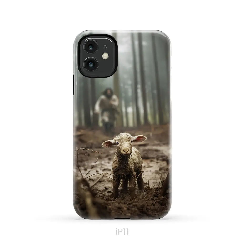 Jesus With The Sheep Running After Lamb Phone Case iPhone 11 / Tough