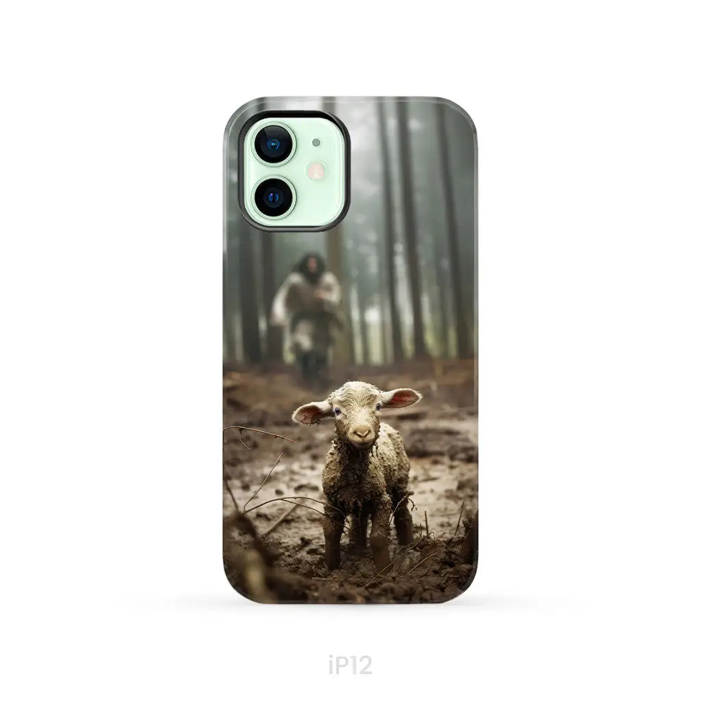 Jesus With The Sheep Running After Lamb Phone Case iPhone 12 / Tough