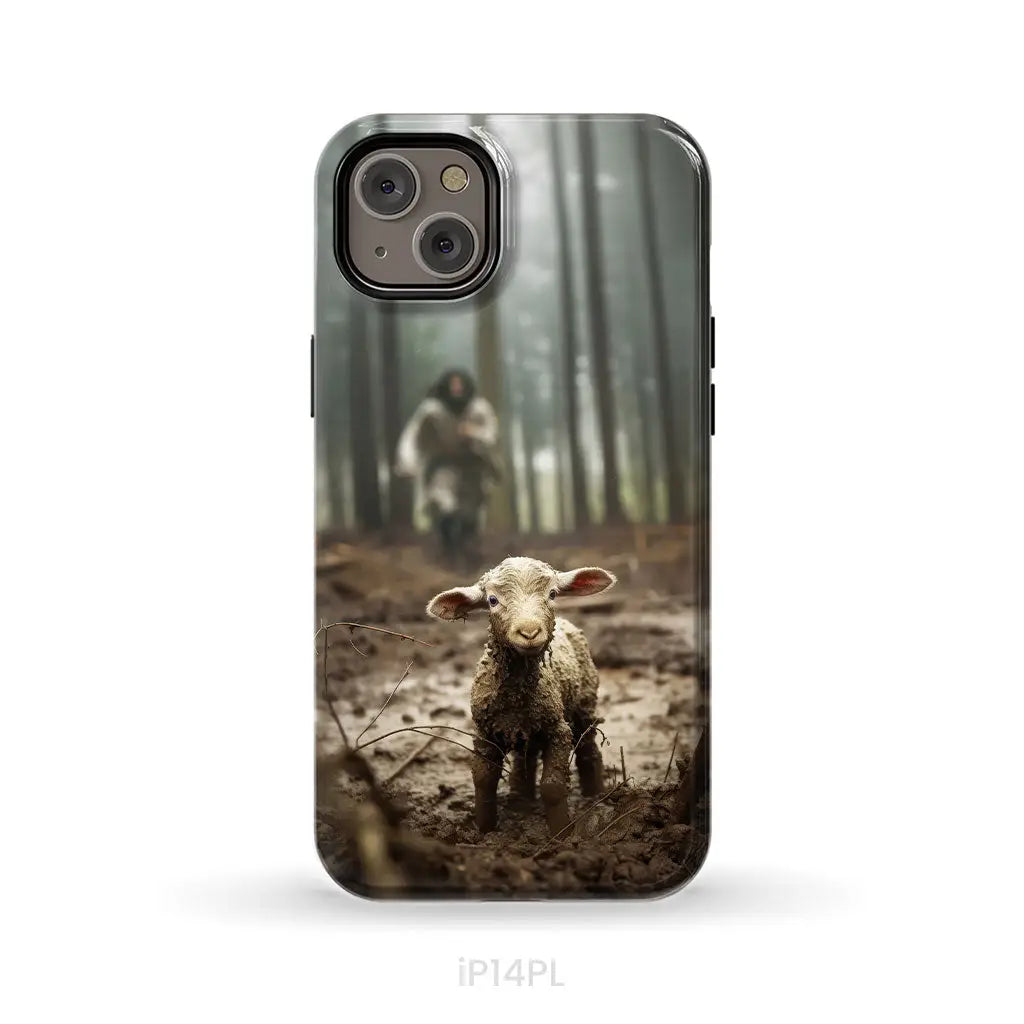 Jesus With The Sheep Running After Lamb Phone Case iPhone 14 Plus / Tough
