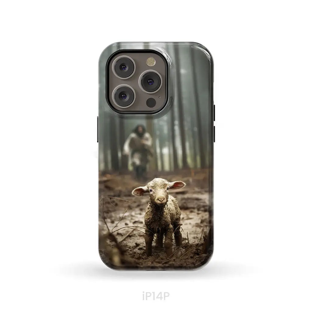 Jesus With The Sheep Running After Lamb Phone Case iPhone 14 Pro / Tough