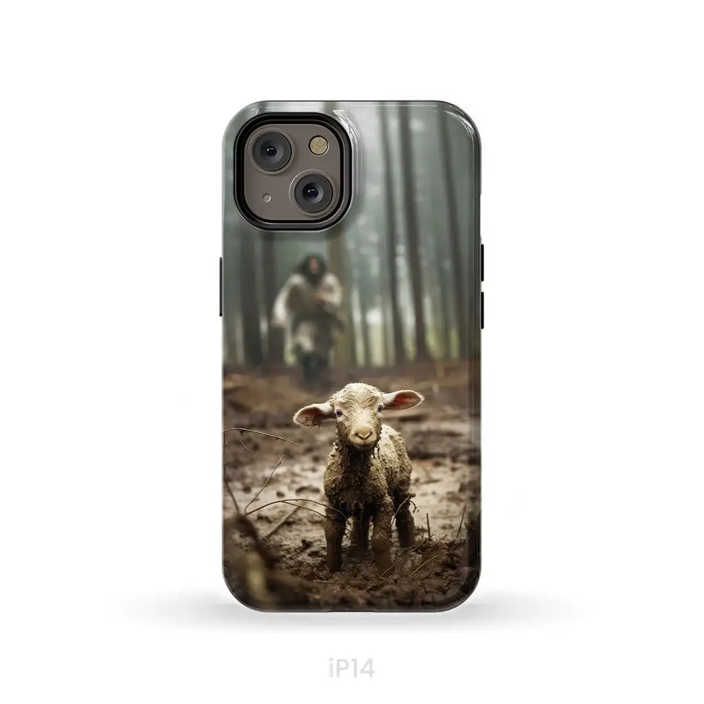 Jesus With The Sheep Running After Lamb Phone Case iPhone 14 / Tough