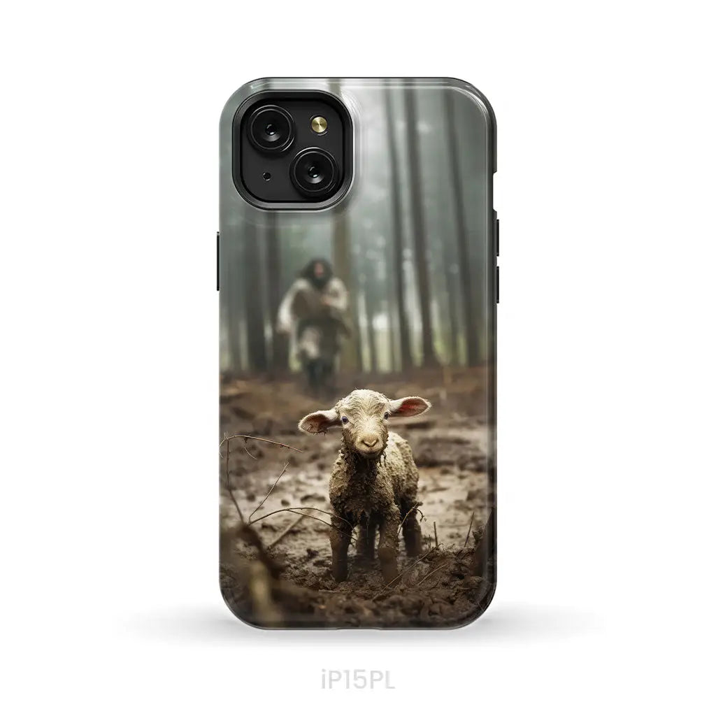 Jesus With The Sheep Running After Lamb Phone Case iPhone 15 Plus / Tough
