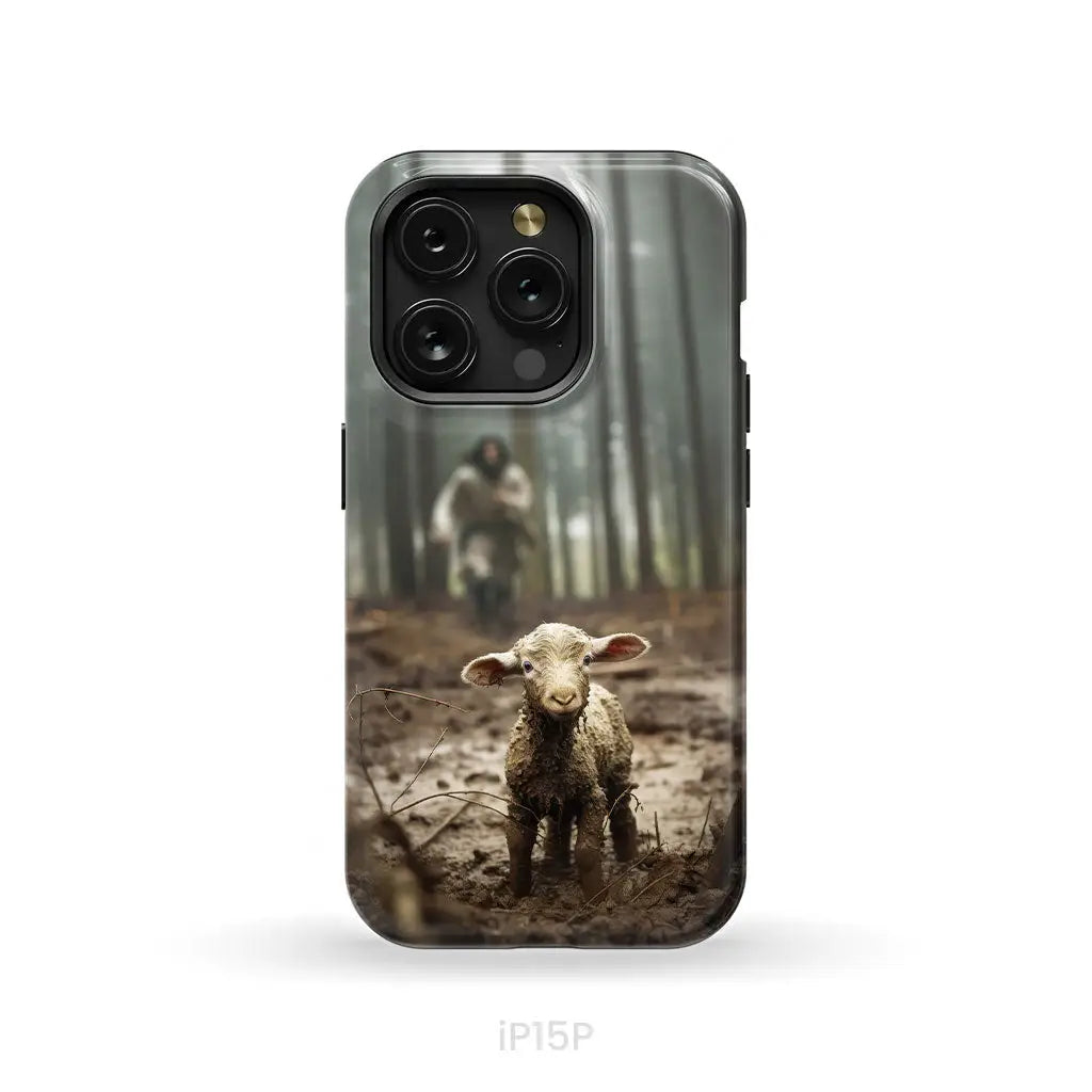 Jesus With The Sheep Running After Lamb Phone Case iPhone 15 Pro / Tough
