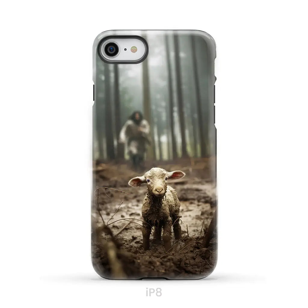 Jesus With The Sheep Running After Lamb Phone Case iPhone 8 / Tough