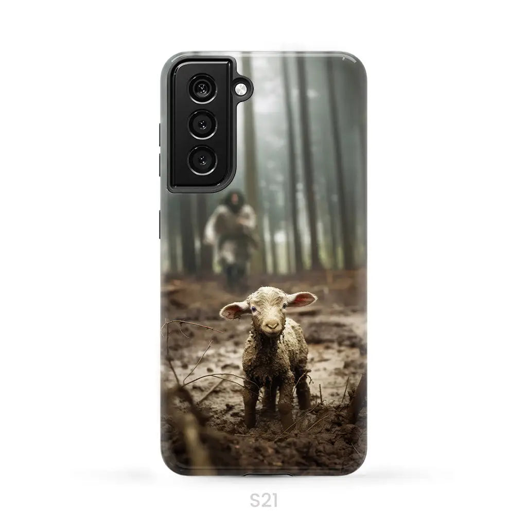 Jesus With The Sheep Running After Lamb Phone Case Samsung Galaxy S21 (Not for FE) / Tough