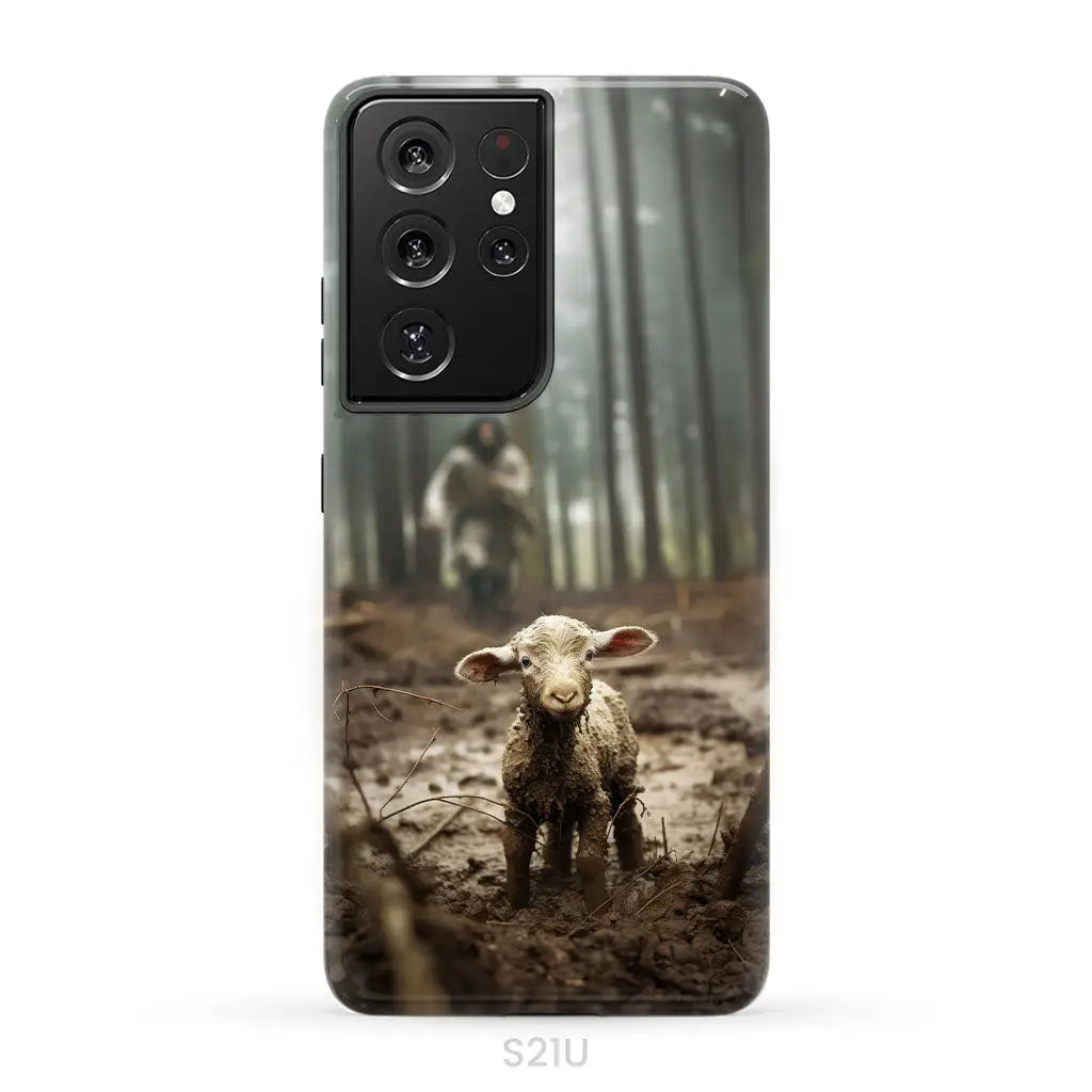 Jesus With The Sheep Running After Lamb Phone Case Samsung Galaxy S21 Ultra / Tough