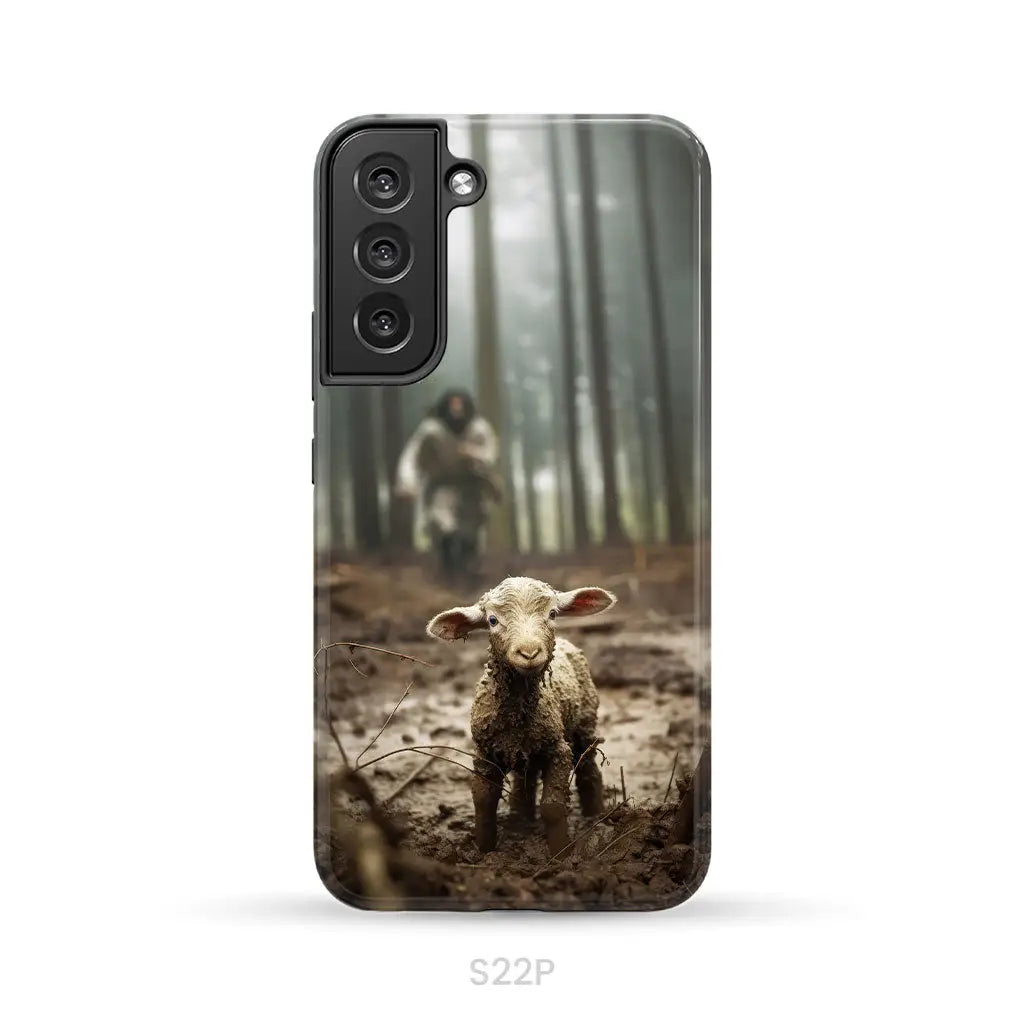 Jesus With The Sheep Running After Lamb Phone Case Samsung Galaxy S22 Plus / Tough