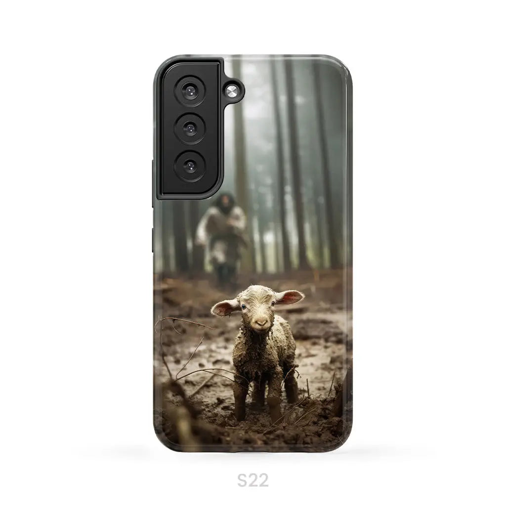 Jesus With The Sheep Running After Lamb Phone Case Samsung Galaxy S22 / Tough