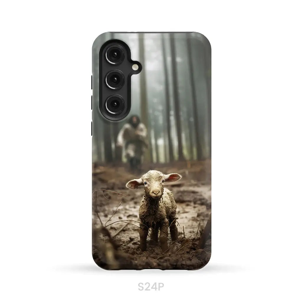 Jesus With The Sheep Running After Lamb Phone Case Samsung Galaxy S24 Plus / Tough