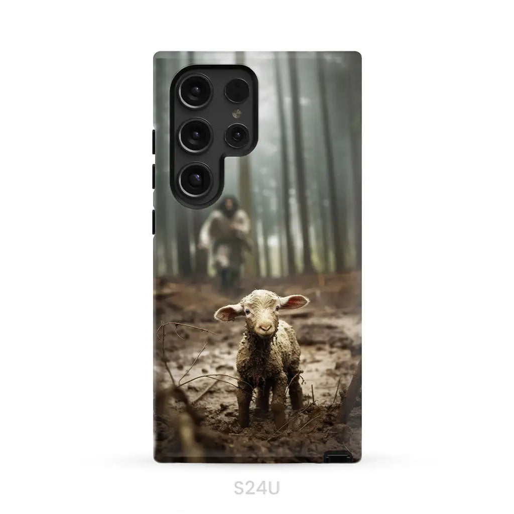Jesus With The Sheep Running After Lamb Phone Case Samsung Galaxy S24 Ultra / Tough