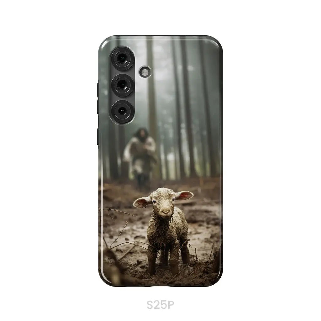Jesus With The Sheep Jesus Running After Lamb Phone Case Samsung Galaxy S25 Plus / Tough Case