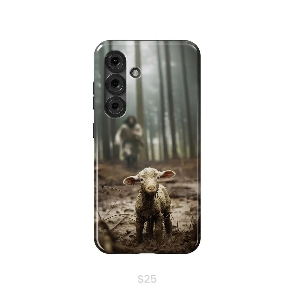 Jesus With The Sheep Jesus Running After Lamb Phone Case Samsung Galaxy S25 / Tough Case