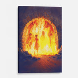 Inspirational artwork of Jesus protecting Shadrach, Meshach, and Abednego.