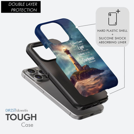 John 12:46 I Have Come Into the World as a Light Lighthouse Phone Case