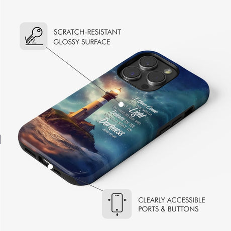 John 12:46 I Have Come Into the World as a Light Lighthouse Phone Case