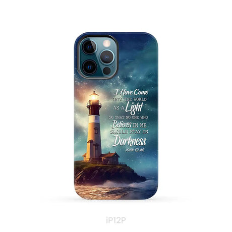 John 12:46 I Have Come Into the World as a Light Lighthouse Phone Case iPhone 12 Pro / Tough Case