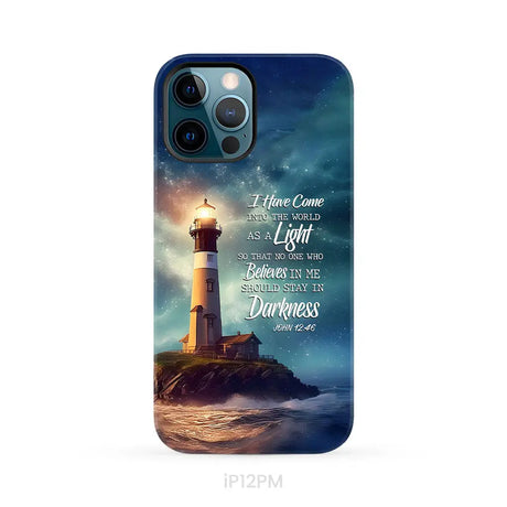 John 12:46 I Have Come Into the World as a Light Lighthouse Phone Case iPhone 12 Pro Max / Tough Case
