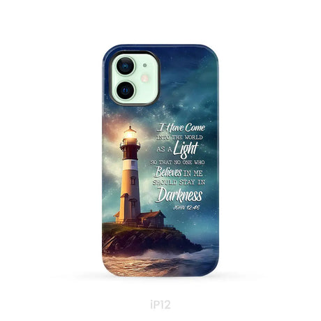 John 12:46 I Have Come Into the World as a Light Lighthouse Phone Case iPhone 12 / Tough Case