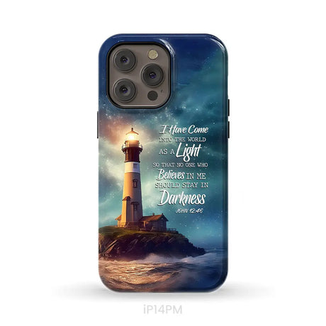 John 12:46 I Have Come Into the World as a Light Lighthouse Phone Case iPhone 14 Pro Max / Tough Case