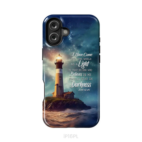 John 12:46 I Have Come Into the World as a Light Lighthouse Phone Case iPhone 16 Plus / Tough Case
