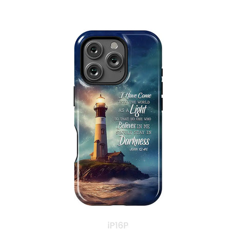 John 12:46 I Have Come Into the World as a Light Lighthouse Phone Case iPhone 16 Pro / Tough Case