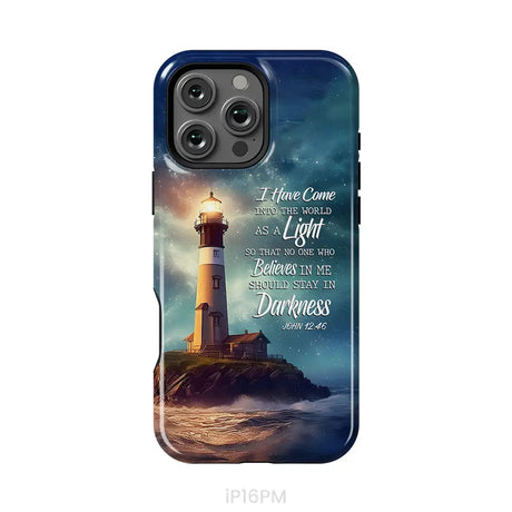 John 12:46 I Have Come Into the World as a Light Lighthouse Phone Case iPhone 16 Pro Max / Tough Case