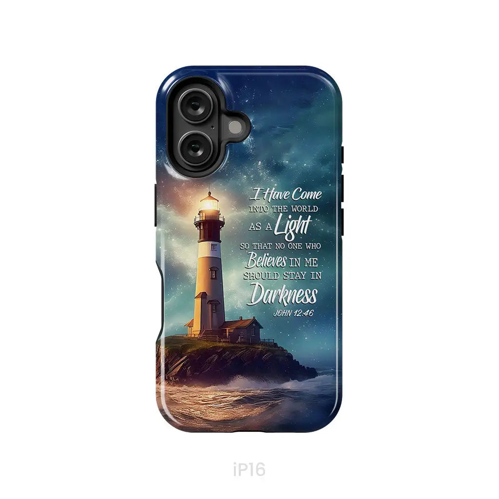 John 12:46 I Have Come Into the World as a Light Lighthouse Phone Case iPhone 16 / Tough Case