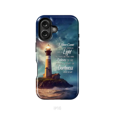 John 12:46 I Have Come Into the World as a Light Lighthouse Phone Case iPhone 16 / Tough Case