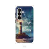 John 12:46 I Have Come Into the World as a Light Lighthouse Phone Case Samsung Galaxy S26 / Tough Case