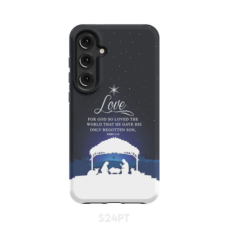 John 3:16 For God so loved the world Christmas phone case Samsung Galaxy S24 Plus / Tough