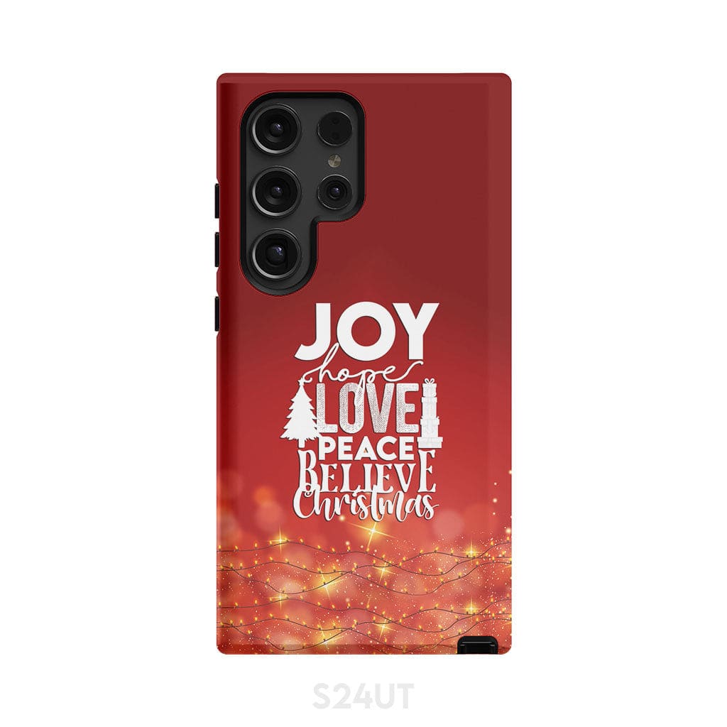 Joy hope love peace believe Christmas phone case Samsung Galaxy S24 Ultra / Tough