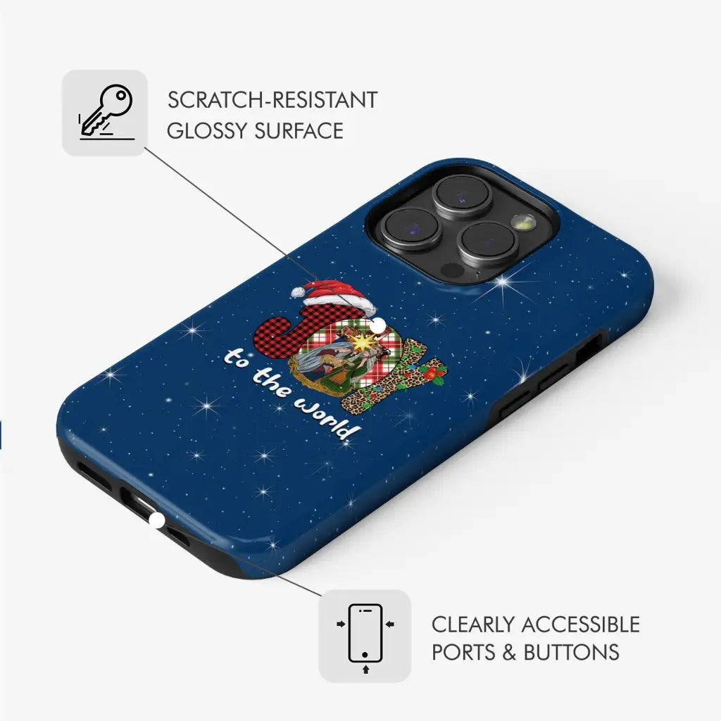 Joy to the world Buffalo plaid leopard phone case