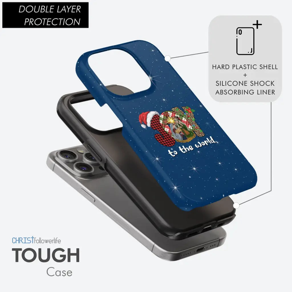 Joy to the world Buffalo plaid leopard phone case