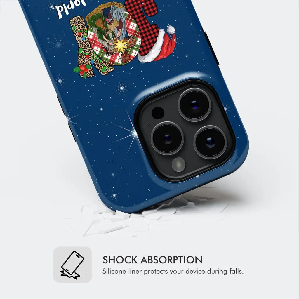 Joy to the world Buffalo plaid leopard phone case