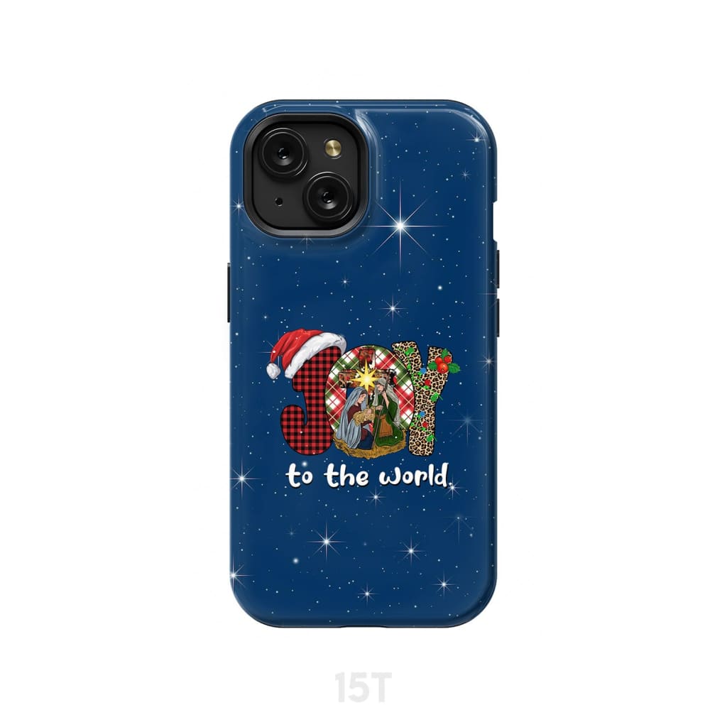 Joy to the world Buffalo plaid leopard phone case iPhone 15 / Tough